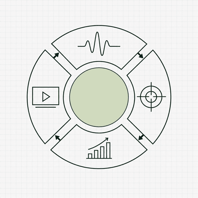 A four-step loop of monitoring, goal setting, analytics, and training.